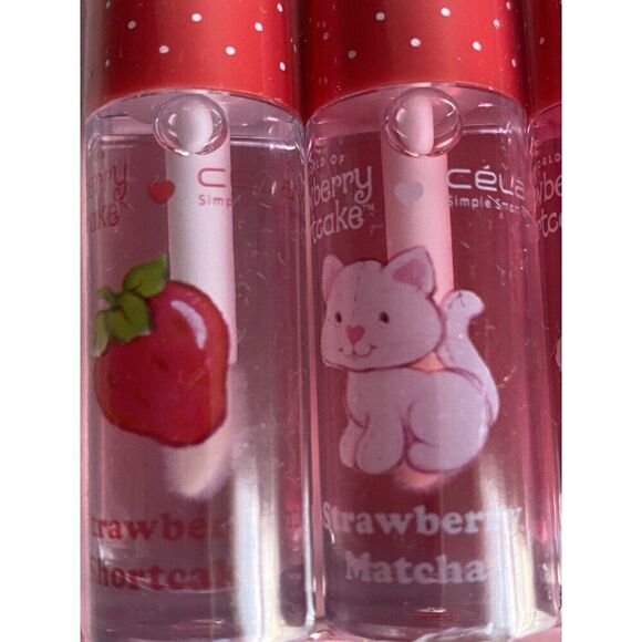 4 Pk Celavi Strawberry Shortcake Scented Tinted Lip Oils Crush On You Valentines - Picture 9 of 14